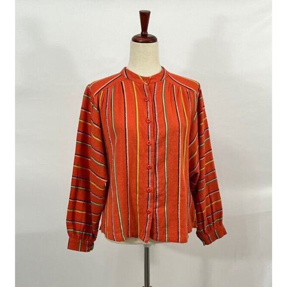 ACE & JIG Sz XS Barrett Blouse Orange Stripe Shirt Top Rhumba Textile - Picture 8 of 8